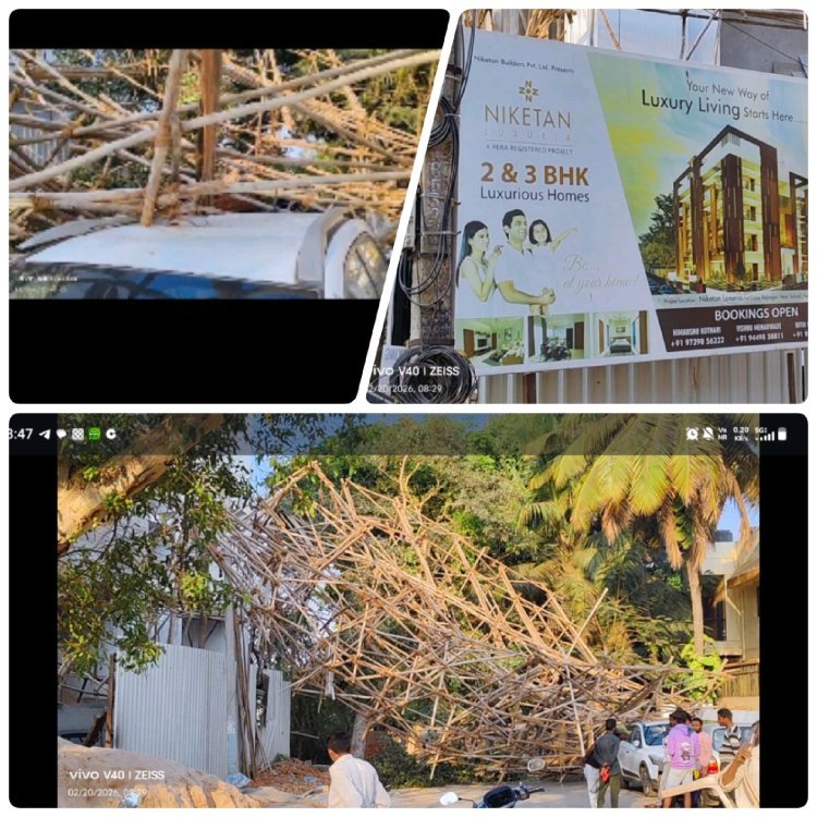 ನಿಕೇತನ ಬಿಲ್ಡಿಂಗ್  ನಲ್ಲಿ ಬಾರಿ ಅವಾಂತರ  ಕಟ್ಟಡ ನಿರ್ಮಾಣಕ್ಕೆ ಕಟ್ಟಿದ್ದ ಸಾರ್ ಬಿದ್ದು ಅವಾಂತರ!